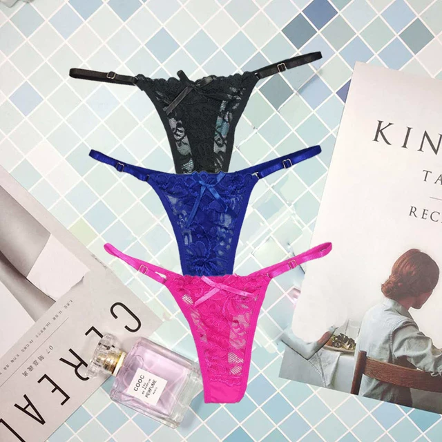3 шт./набор женщины sexy thong трусики кружевные прозрачные