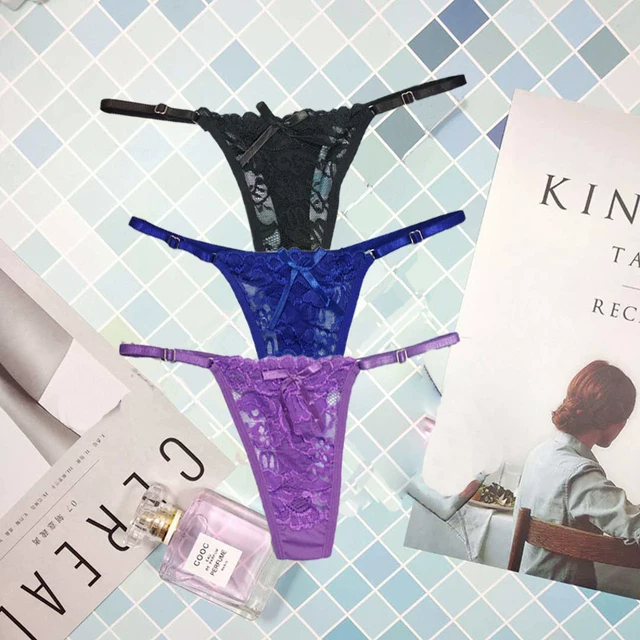3 шт./набор женщины sexy thong трусики кружевные прозрачные