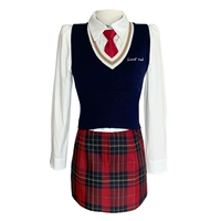 Рубашка, юбка, жилет, галстук, лонгслив, комплект, 3 предмета