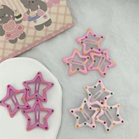 Заколки для волос в горошек темно-розовые со звездами 10 шт.