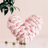 DUNXDECO Heart Pillow Knots Cushion Heart Shape Solid Color