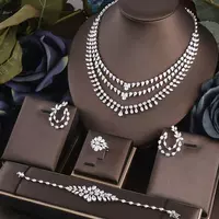 Janekelly 4pcs Bridal Zirconia Full Jewelry Sets For Women P