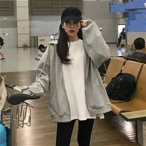 ЖЕНСКИЕ ХОРАНЖУКА стильные худи на молнии Oversized однотонные P