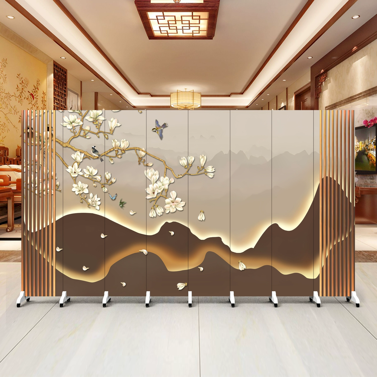 Màn hình phòng khách kiểu Trung Quốc mới
         tùy chỉnh vách ngăn lối vào che chắn phòng ngủ gia đình văn phòng khách sạn gấp màn hình gấp hai mặt di động vách trang trí 