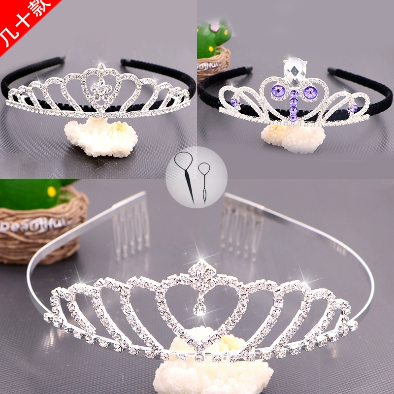 Trẻ em vương miện headband trang sức công chúa trẻ em cô gái tinh thể vương miện trang trí thẻ lady hiệu suất dễ thương Hàn Quốc - Phụ kiện tóc