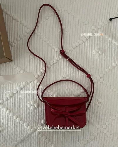 Ретро красный маленький кошелек с бантиком, сумка через плечо, коллекция 2023, в корейском стиле