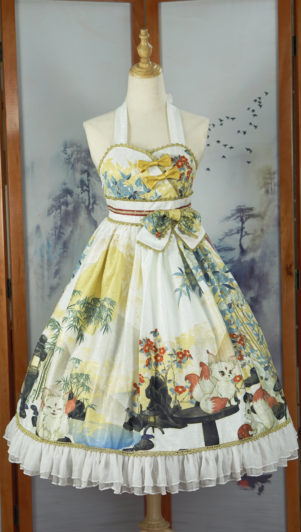 White SkirtNan Sheng Pavilion Under the moon fox Hanging neck jsk goods in stock link
