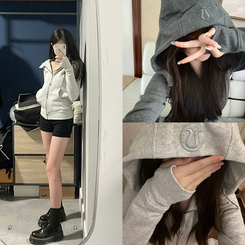 Толстовка-кофта Lululemon Scuba Oversized с полным молниевым замком, длинный рукав, йога-свитер