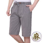 Mùa hè phần mỏng người đàn ông trung niên lanh quần âu trung niên cha năm điểm cao eo lỏng kích thước lớn bông và vải lanh quần short