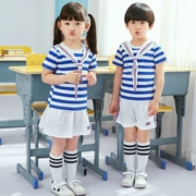 New mẫu giáo quần áo học sinh hè mùa hè hải quân gió đồng phục học sinh trẻ em cotton Người Anh gió class dịch vụ tùy chỉnh