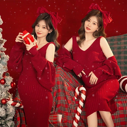 Новая материнская фотосъемка фотосетка Рождественская тема и искусство