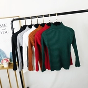 Áo sơ mi nữ đáy dài Slim 2018 thu đông 2018 áo len mới nửa cổ cao phiên bản Hàn Quốc của áo len dệt kim dày hoang dã