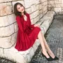 Xuân-Hè 2019 mới đầm đỏ rất cổ tích Phụ nữ Hàn Quốc tay dài ngắn gợi cảm - váy đầm đầm đẹp 2021