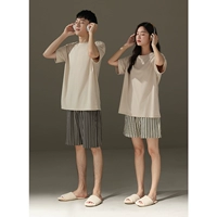 Хлопковая пижама для влюбленных подходит для мужчин и женщин, штаны, комплект, 2024 года, большой размер, простой и элегантный дизайн