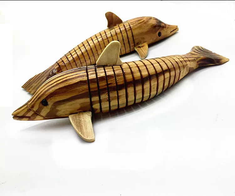 Đồ chơi mô phỏng bằng gỗ cá heo bằng gỗ 33cm mô phỏng động vật mô hình cá heo lớn Đồ thủ công bằng gỗ - Khác