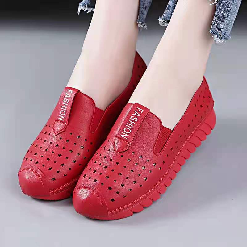 1701 Red Hollow2021 Spring and summer Women's Shoes Doug shoes soft sole non-slip pregnant woman Flat bottom Single shoes female comfortable Mom shoes Mountaineering Running shoes