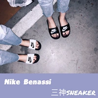 Nike Benassi Nike logo đen trắng chữ men đôi nam nữ đôi dép 343880-090-100 - Dép thể thao dép balenciaga