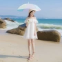 2018 mùa hè mới của phụ nữ quây vai kỳ nghỉ bãi biển váy organza dây đeo váy Một từ váy đầm chữ a cho người mập