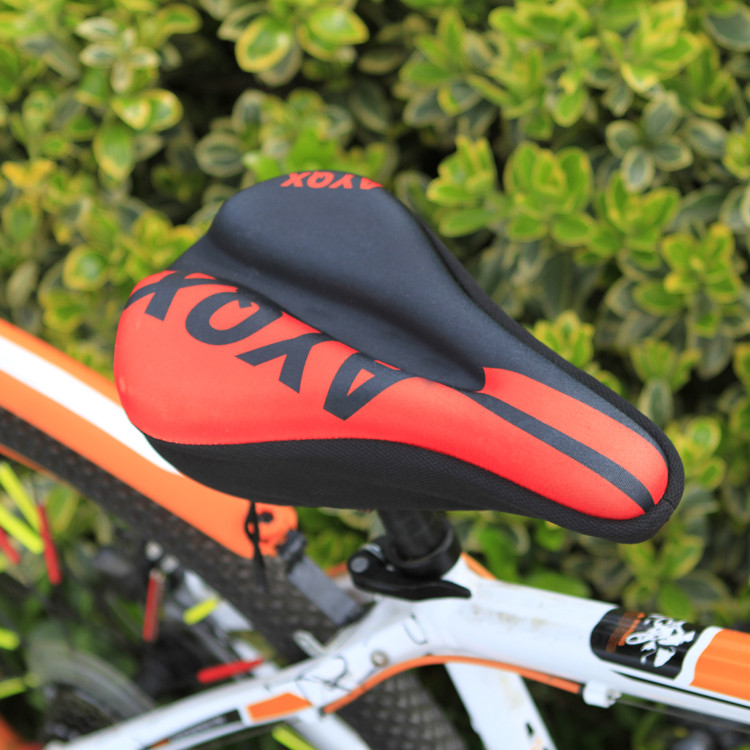 Striped Red + Rain CoverBicycle Cushion cover Riding equipment Road vehicle thickening Sponge cushion Cycling parts Mountain bike Seat cover