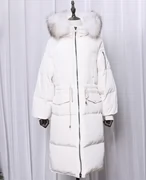 Chống mùa xuống áo khoác nữ phần dài dày màu trắng vịt xuống Hàn Quốc phiên bản của eo dày là mỏng lỏng lớn cổ áo lông thú thủy triều