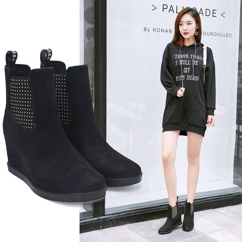 Phiên bản Hàn Quốc của những đôi giày mùa xuân và mùa thu mưa quảng cáo mới của phụ nữ tăng thời trang low-top short short giản dị dày đáy giày nêm gót - Rainshoes