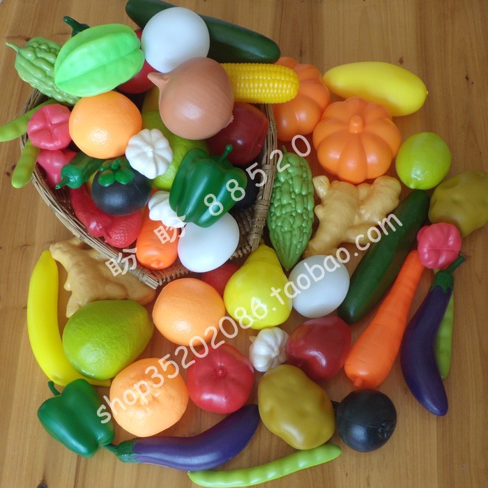 儿童过家家玩具数仿真食物婴儿认知水果蔬菜幼儿园益智玩具59件套 Изображение 1