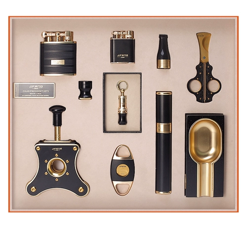 JIFENG Муссонный сигарный дым с десятью -набор более легких инструментов с сигарным ножом одаренные подарки выбранные президентские набор сигар