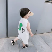 Chen Mom Baby Kids Baby Summer Onesies 1-2-5 Years Children Khủng long không tay Jumpsuit Quần short bé trai - Áo liền quần body dài tay bé trai