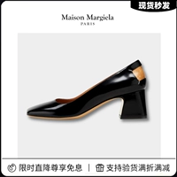 Скидка Maison Margiela Magila Square High Heel MM6 Новые толстые каблуки кожаные одиночные туфли