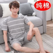 2018 xu hướng mới của nam giới đồ ngủ ngắn tay phù hợp với mùa hè phần mỏng cotton nam của đất thanh niên mùa hè lỏng lẻo