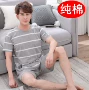 2018 xu hướng mới của nam giới đồ ngủ ngắn tay phù hợp với mùa hè phần mỏng cotton nam của đất thanh niên mùa hè lỏng lẻo pijama nam cotton