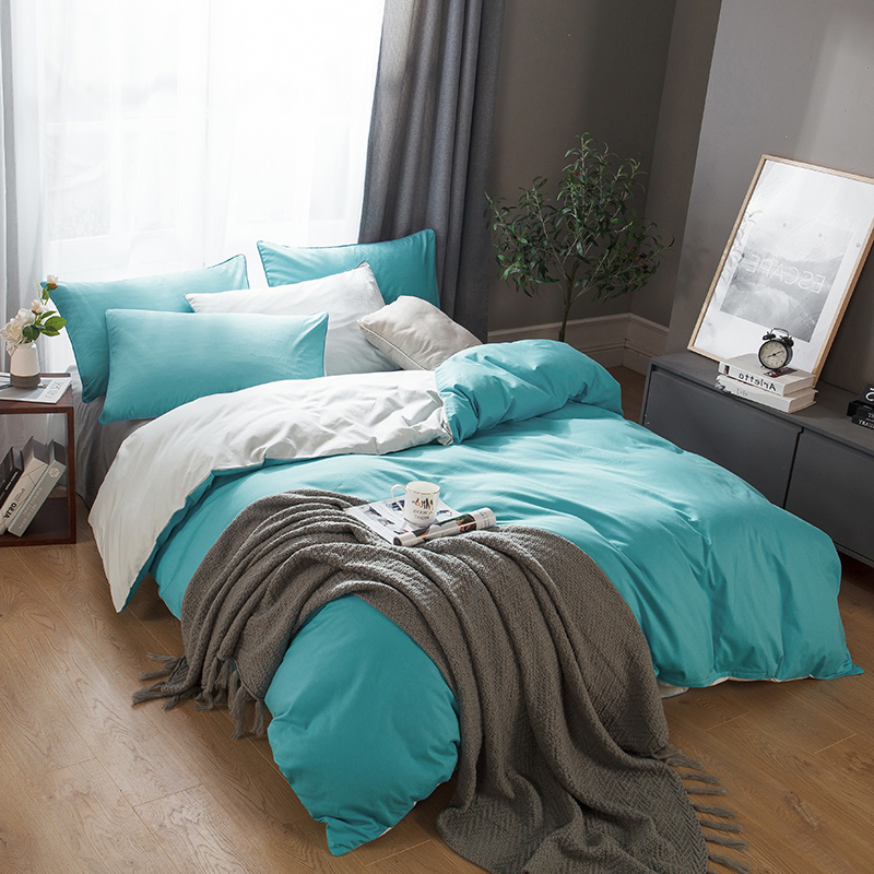 Tianhelan + Grayviolet Cotton pure cotton Solid color Four piece suit bedding article sheet Quilt cover monochrome Spring and Autumn sheets bedding summer