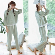 Mùa xuân và mùa thu Đồ ngủ Hàn Quốc của phụ nữ dài tay cotton giản dị dễ thương ngọt ngào có thể được mặc bên ngoài phù hợp với dịch vụ nhà