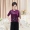 2018 mới tay áo cổ áo cổ áo in T-Shirt phù hợp với phụ nữ trung niên Hàn Quốc phiên bản của khóa ngắn tay áo cộng với quần