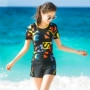 Áo tắm nữ tay ngắn 2018 kiểu dáng boxer thể thao che bụng thon gọn Hàn Quốc suối nước nóng cỡ lớn đồ bơi bảo thủ đồ bơi 2 mảnh cho bé gái