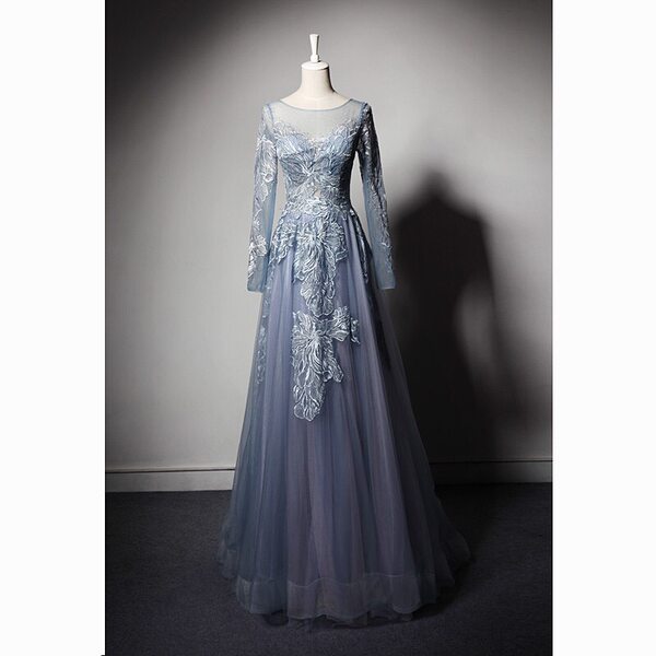 Кружевное длинное вечернее платье, в корейском стиле, простой крой