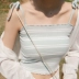 Phụ nữ ngọt ngào ít ngọt cô gái cung với sọc bằng gỗ tai áo gi lê sling để làm cho một chiếc áo khoác áo kiểu nữ đẹp 2021 Áo ba lỗ