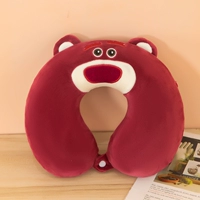 Розовая красная красная медведь память хлопковая шея подушка
