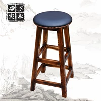 Черная кожа заклеки (высотой 50--75) Круглый стул (высотой 50--75)