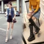 2018 mới khởi động trẻ em mùa xuân và mùa thu cao khởi động siêu cao gót nêm Hàn Quốc phiên bản của mùa hè rỗng lưới khởi động ren khởi động giày boot nữ cao cấp