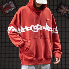 ins美式街頭字母印花連帽衛衣男潮牌高街嘻哈bf風大碼寬鬆帽衫ins