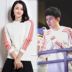 Zhang Jie với áo len dài tay áo len ngôi sao với cùng một đoạn của phụ nữ đầu vòng cổ áo len của nam giới vài đáy áo sơ mi Cặp đôi áo len