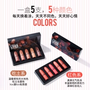 Son môi Bộ Bí Ngô Màu Bưởi Retro Red Giữ Ẩm Matte Mini Lipstick Đặt Son Môi Năm Gói