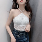 Mùa hè 2019 phiên bản mới của Hàn Quốc có lưng ren treo cổ dây đeo vest nữ bên trong đoạn ngắn chạm đáy áo sơ mi nữ - Áo ba lỗ