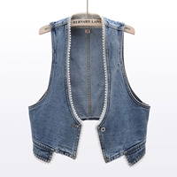 Весенний джинсовый жилет без рукавов, короткая майка топ, жакет, 2023 года, в корейском стиле