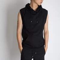 Mùa hè không tay T-Shirt Hàn Quốc vest chop tay áo len nam hoodie nam mui xe tập thể dục ngắn tay thể thao Mỏng áo khoác hoodie