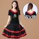 Двойной V -neck Black Red W1 с коротким рукавом+юбка из красной ленты