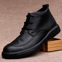 Mùa thu và mùa đông nam giày cotton cao lớp da cộng với nhung cộng với cotton cỡ lớn cỡ nhỏ dày dày dưới da ấm áp giày sneaker nike