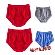 Đầy đủ 2 mảnh của cuộc sống trung niên và tuổi già quần short cotton cao eo dày quần lót cũ màu đỏ