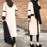 Áo khoác len nữ dày 2018 thu đông phiên bản mới của Hàn Quốc với kiểu dáng mỏng mảnh thời trang dài qua đầu gối len